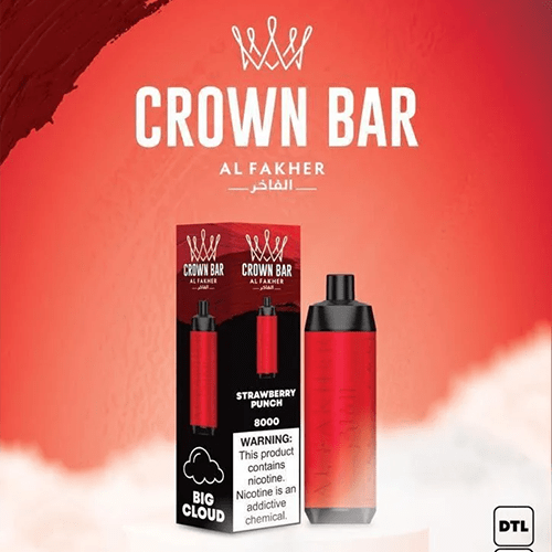 crown bar alfakher strawberry punch 8000 puffs.png crown bar alfakher strawberry punch 8000 puffs.png